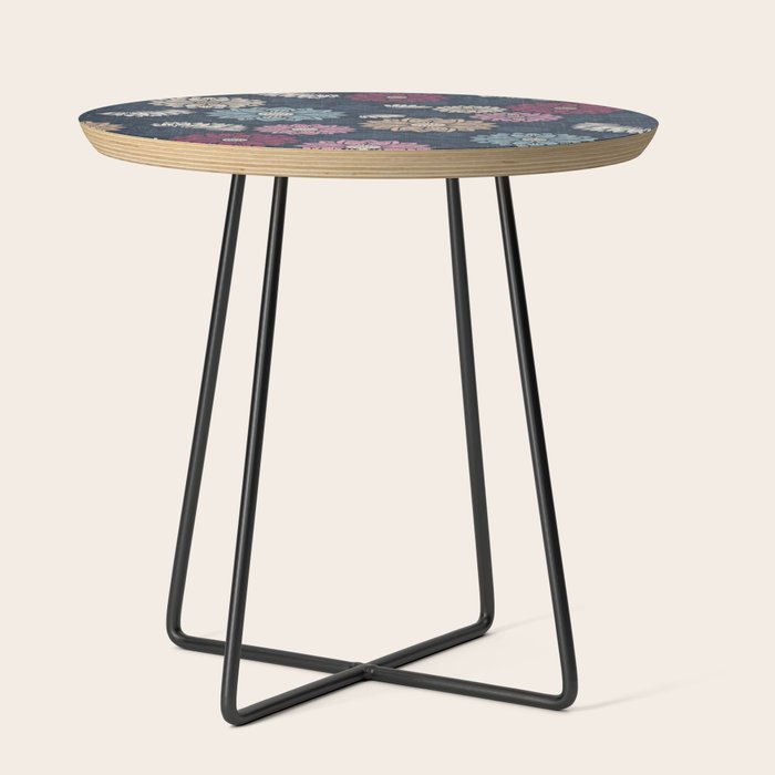 Mums and Vines Floral Burgundy Blues Side Table Gallery Image 2