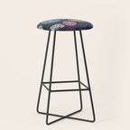 Mums and Vines Floral Burgundy Blues Stool Gallery Image 1