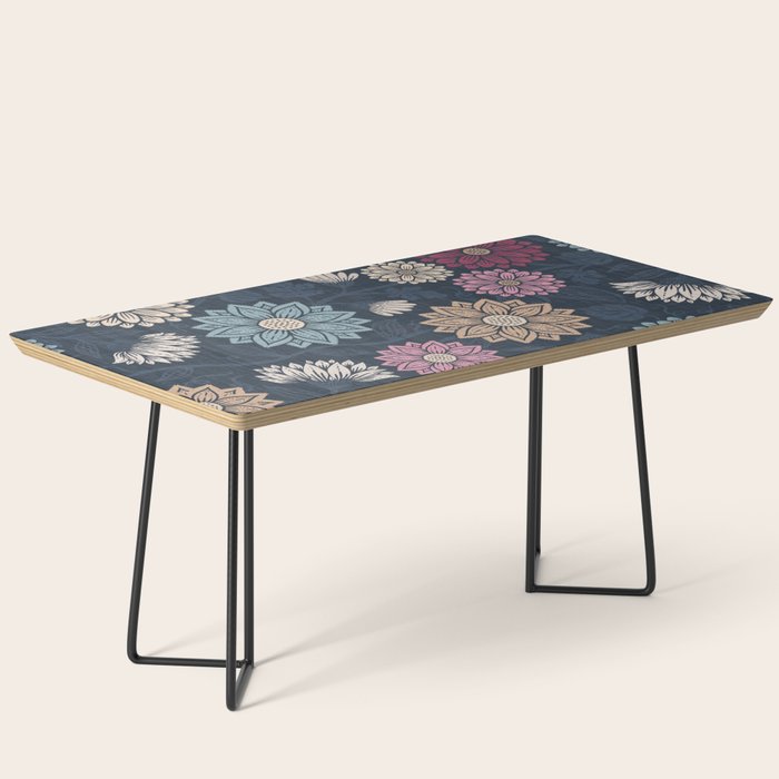 Mums and Vines Floral Burgundy Blues Coffee Table Gallery Image 1