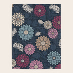 Mums and Vines Floral Burgundy Blues Poster Gallery Image 4