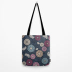 Mums and Vines Floral Burgundy Blues Tote Bag Gallery Image 2