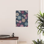 Mums and Vines Floral Burgundy Blues Poster Gallery Image 2