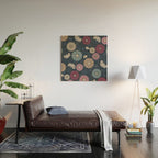 Mums and Vines Floral Burgundy Blues Wood Wall Art Gallery Image 2