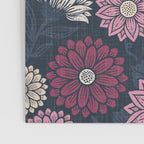 Mums and Vines Floral Burgundy Blues Poster Gallery Image 3
