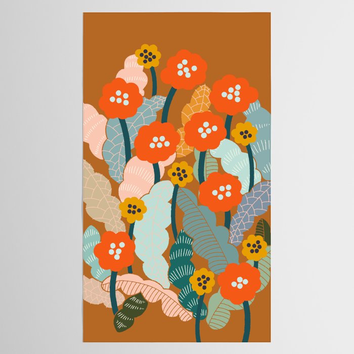 Meadow vibes rust Tablecloth Gallery Image 2