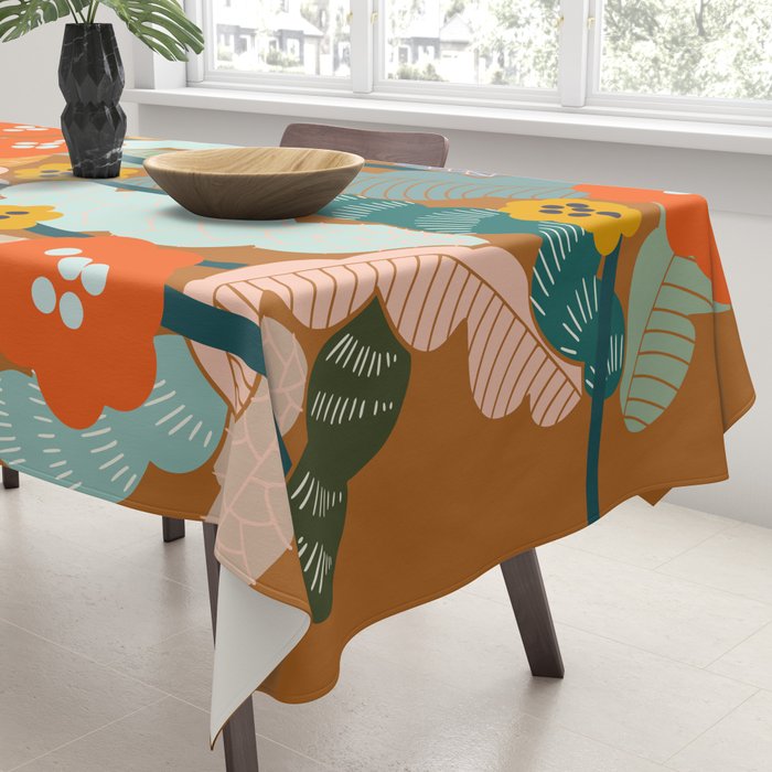Meadow vibes rust Tablecloth Gallery Image 3