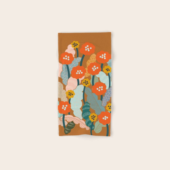 Meadow vibes rust Bath Towel Gallery Image 1