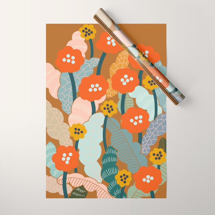 Meadow vibes rust Wrapping Paper Gallery Image 1