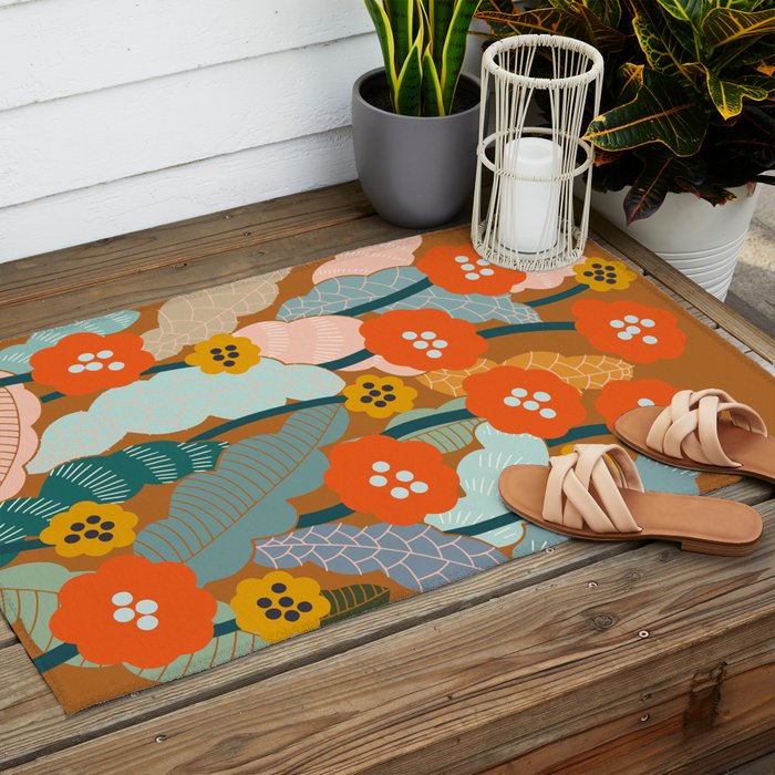 Meadow vibes rust Outdoor Rug Gallery Image 2