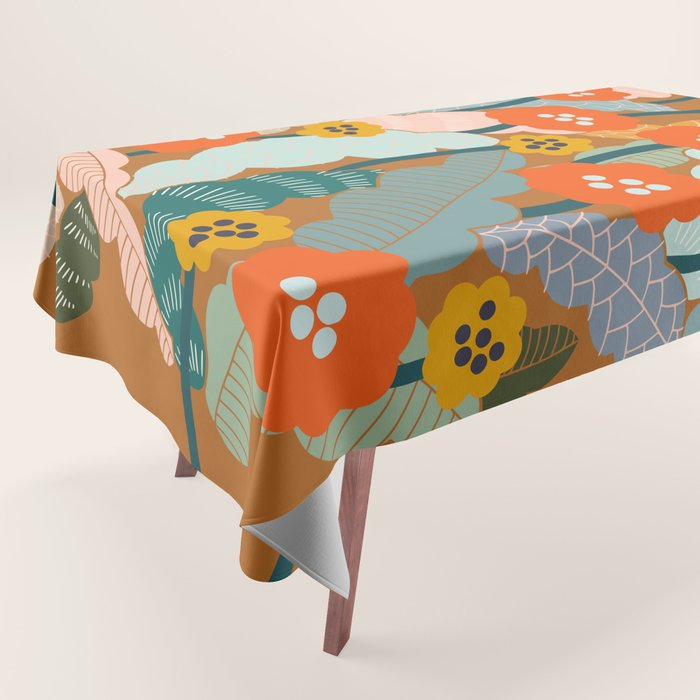 Meadow vibes rust Tablecloth Gallery Image 1