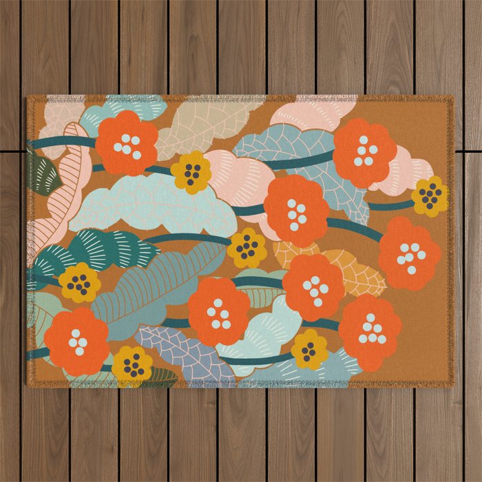 Meadow vibes rust Outdoor Rug Gallery Image 1