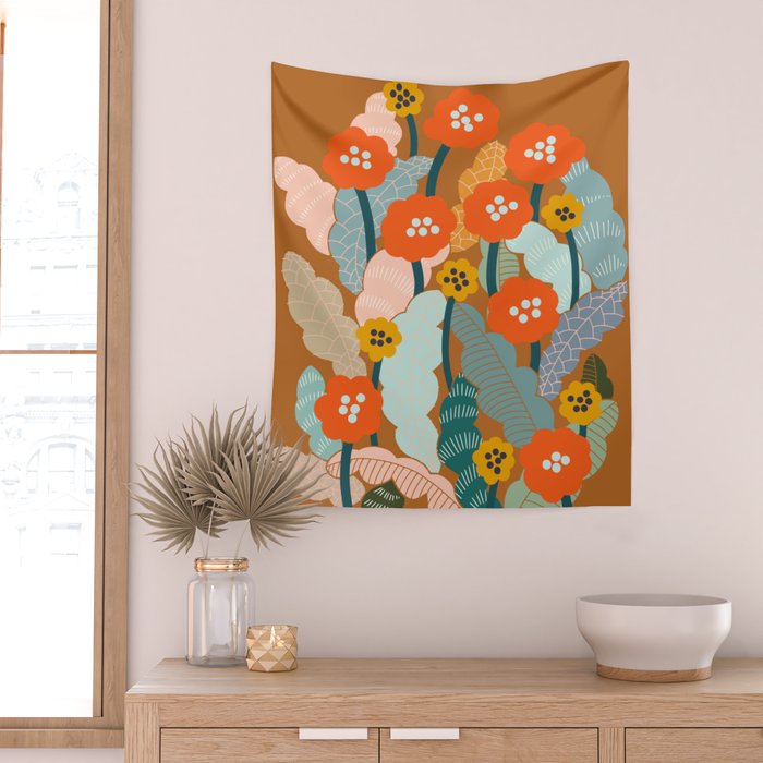 Meadow vibes rust Wall Tapestry Gallery Image 2