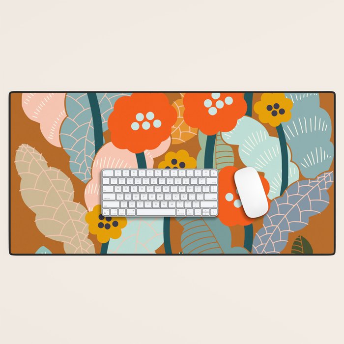 Meadow vibes rust Desk Mat Gallery Image 1