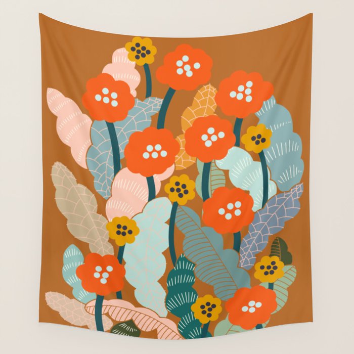 Meadow vibes rust Wall Tapestry Gallery Image 1