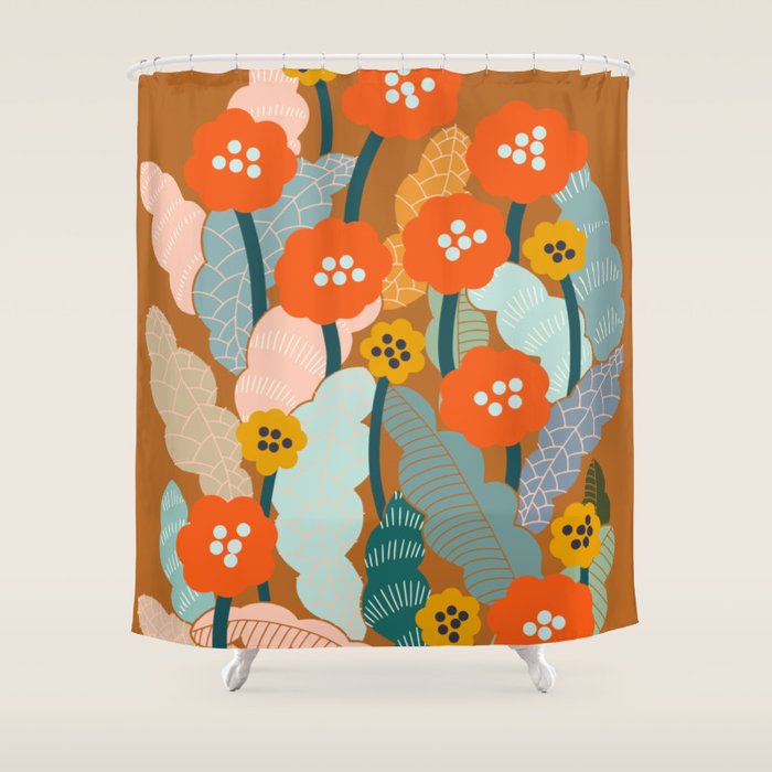Meadow vibes rust Shower Curtain Gallery Image 1
