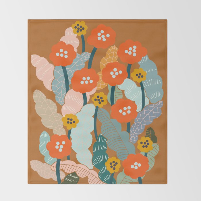 Meadow vibes rust Throw Blanket Gallery Image 2