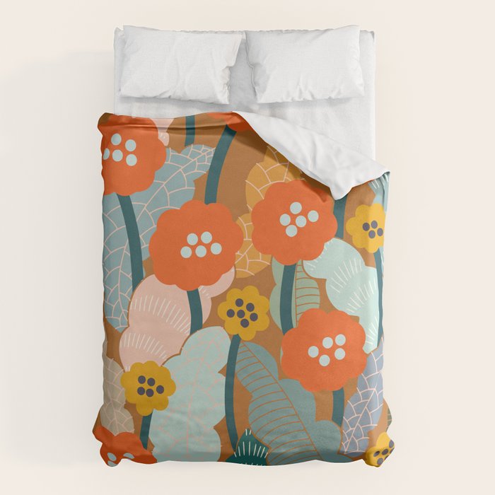 Meadow vibes rust Duvet Cover Gallery Image 1
