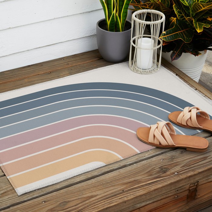 Gradient Arch XXII Sunrise Mid Century Modern Rainbow Outdoor Rug Gallery Image 2