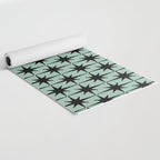 Atomic Age 1950s Retro Starburst Pattern in Black and Mid-Century Modern Mint Yoga Mat Gallery Image 2