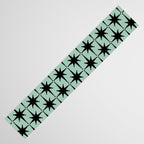 Atomic Age 1950s Retro Starburst Pattern in Black and Mid-Century Modern Mint Table Runner Gallery Image 3