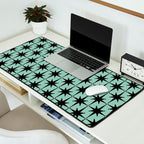 Atomic Age 1950s Retro Starburst Pattern in Black and Mid-Century Modern Mint Desk Mat Gallery Image 2