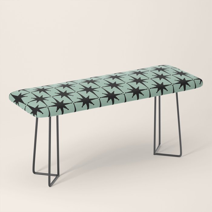 Atomic Age 1950s Retro Starburst Pattern in Black and Mid-Century Modern Mint Bench Gallery Image 1