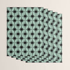 Atomic Age 1950s Retro Starburst Pattern in Black and Mid-Century Modern Mint Wrapping Paper Gallery Image 3