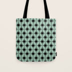 Atomic Age 1950s Retro Starburst Pattern in Black and Mid-Century Modern Mint Tote Bag Gallery Image 1