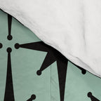 Atomic Age 1950s Retro Starburst Pattern in Black and Mid-Century Modern Mint Comforter Gallery Image 4