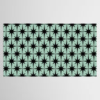 Atomic Age 1950s Retro Starburst Pattern in Black and Mid-Century Modern Mint Tablecloth Gallery Image 2