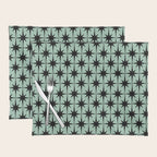 Atomic Age 1950s Retro Starburst Pattern in Black and Mid-Century Modern Mint Placemat Gallery Image 1
