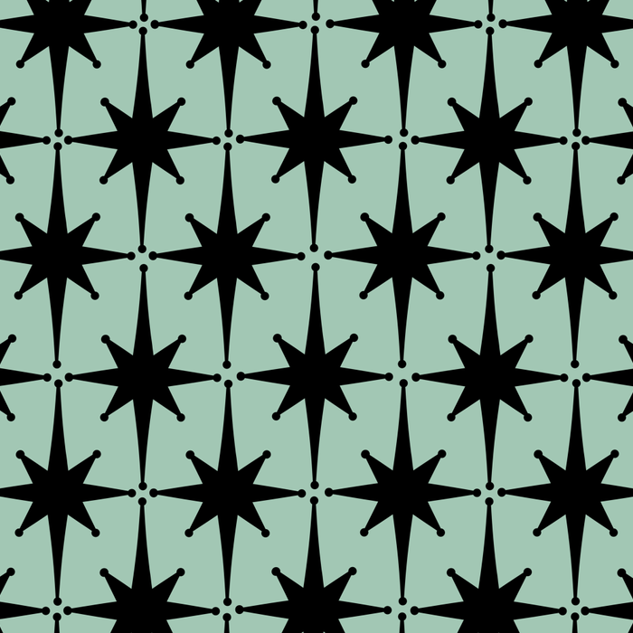 Atomic Age 1950s Retro Starburst Pattern in Black and Mid-Century Modern Mint Coffee Mug Gallery Image 2