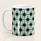 Atomic Age 1950s Retro Starburst Pattern in Black and Mid-Century Modern Mint Coffee Mug Gallery Image 3