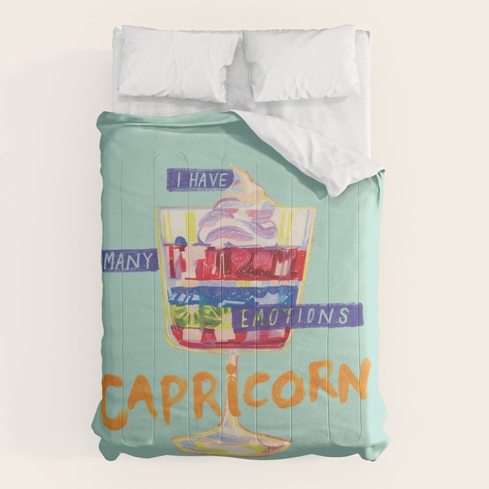 Capricorn Feelings in Pastel Green | Zodiac Series Comforter Gallery Image 1