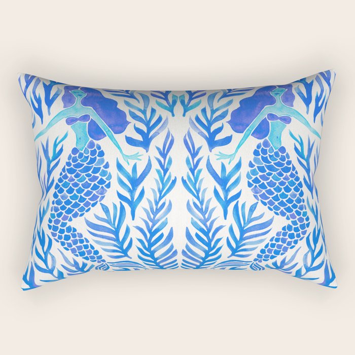 Kelp Forest Mermaid - Blue Palette Rectangular Pillow Gallery Image 2