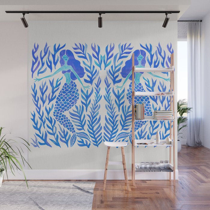 Kelp Forest Mermaid - Blue Palette Wall Mural Gallery Image 1