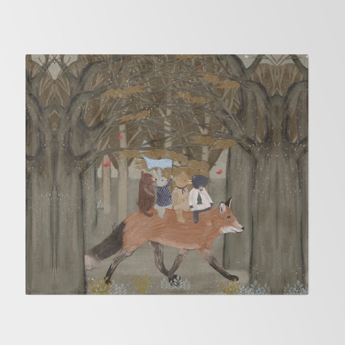 the amber fox Throw Blanket Gallery Image 2