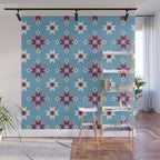Modern quilt - blue Wall Mural Gallery Image 1
