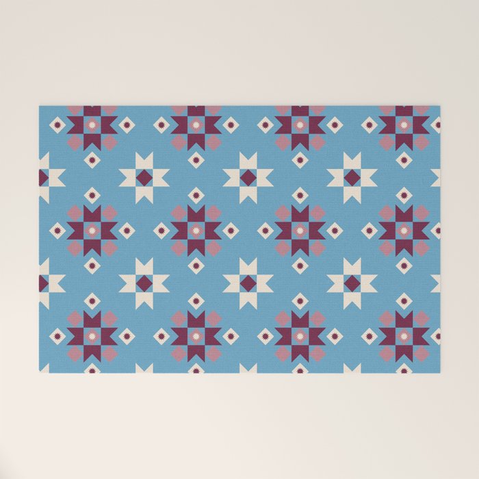 Modern quilt - blue Welcome Mat Gallery Image 1