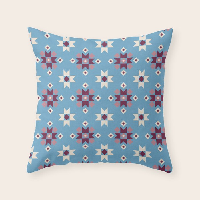 Modern quilt - blue Throw Pillow Gallery Image 6