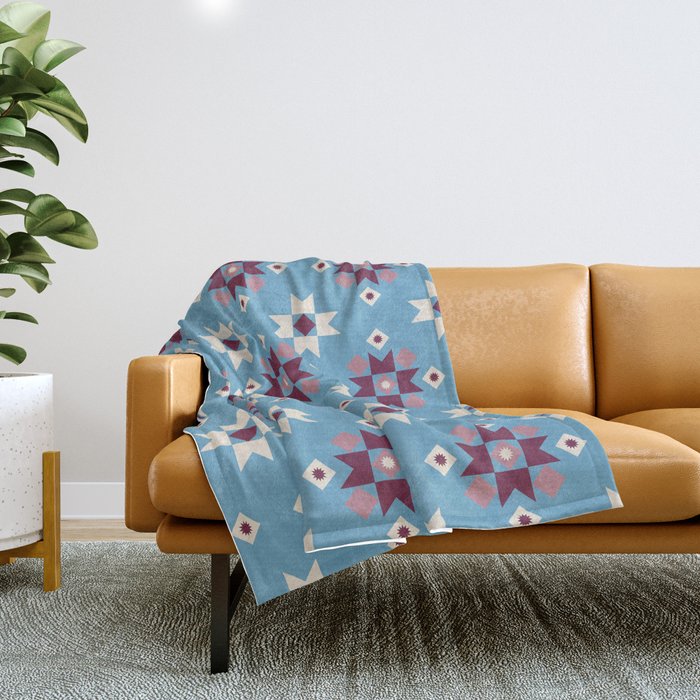 Modern quilt - blue Throw Blanket Gallery Image 1