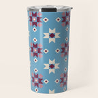 Modern quilt - blue Travel Mug Gallery Image 1
