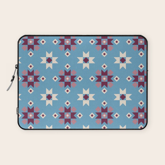 Modern quilt - blue Laptop Sleeve Gallery Image 1