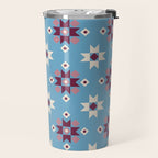 Modern quilt - blue Travel Mug Gallery Image 2