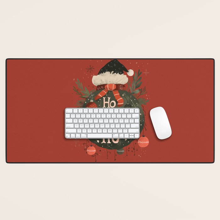 Festive Ho Ho Ho Bauble Red  Desk Mat Gallery Image 1