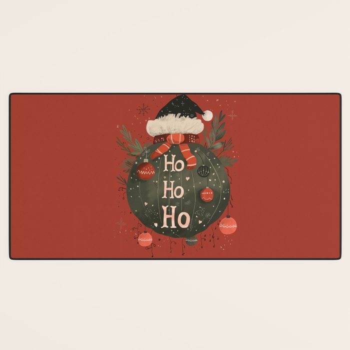 Festive Ho Ho Ho Bauble Red  Desk Mat Gallery Image 3