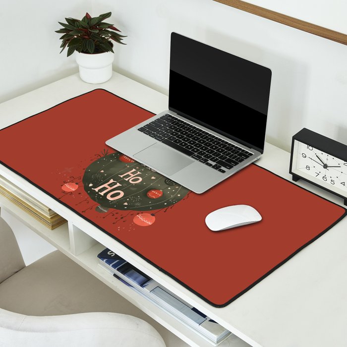 Festive Ho Ho Ho Bauble Red  Desk Mat Gallery Image 2