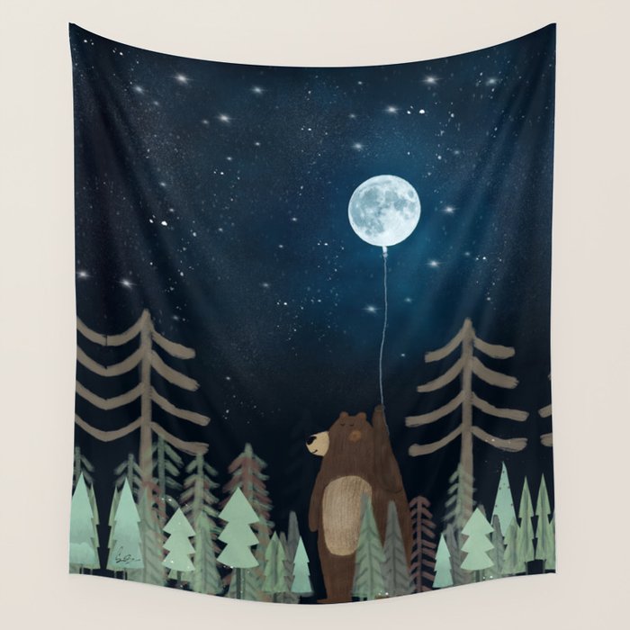 the moon balloon Wall Tapestry Gallery Image 4
