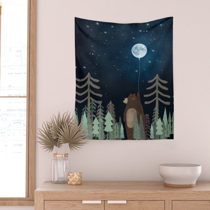 the moon balloon Wall Tapestry Gallery Image 2