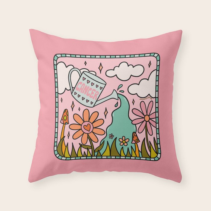 Cancer Zodiac Garden Throw Pillow Gallery Image 6